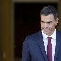 Le Premier ministre espagnol Pedro Sanchez au Palais Moncloa à Madrid, en Espagne, le 12 septembre 2018. (Crédit : AP Photo/Paul White)