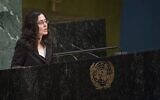 L'ambassadrice adjointe d'Israël auprès des Nations unies, Noa Furman, prend la parole devant l'Assemblée générale, le 27 septembre 2017. (Cia Pak/ONU)