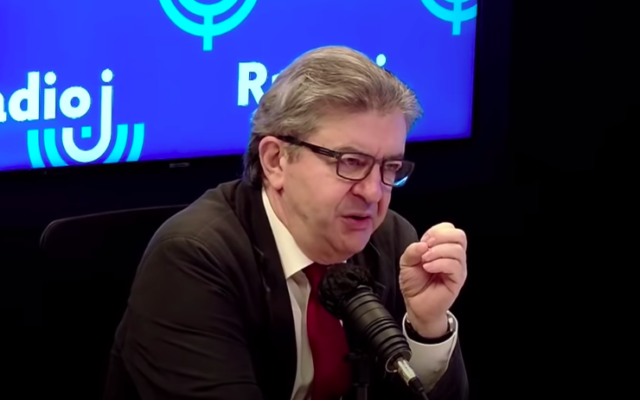 Jean-Luc Mélenchon, au micro de Radio J, dimanche 10 mai 2020. (Crédit : capture d’écran YouTube / Jean-Luc Mélenchon)