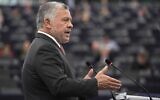 Le roi de Jordanie Abdallah II au parlement européen de Strasbourg, dans l'est de la France, le 15 janvier 2020 (Crédit : Frederick FLORIN / AFP)