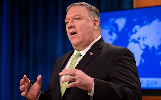 Le secrétaire d'État américain Mike Pompeo s'exprime lors d'une conférence de presse au Département d'État à Washington, le 20 mai 2020. (Nicholas Kamm/Pool/AFP)