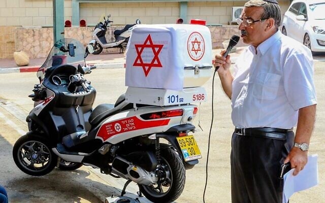 Georges Benazera, lors d’un évènement du Magen David Adom à Netanya. (Crédit : Magen David Adom France)