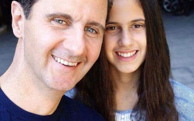 Le dictateur syrien Basher Assad et sa fille Zein (Capture d'écran : Twitter)