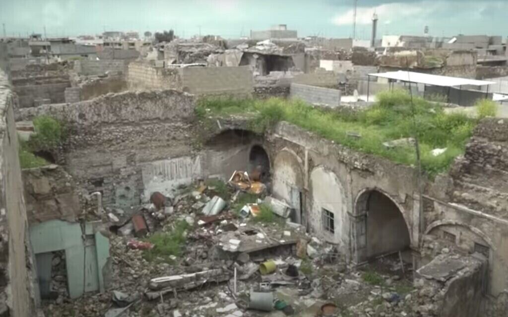 La synagogue de Mosul, en Irak, sur des images d'un reportage de France 24 au mois d'avril 2019 (Capture d'écran : YouTube)