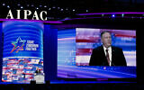 Le secrétaire d'État américain Mike Pompeo s'exprime lors de la conférence politique 2020 de l'American Israel Public Affairs Committee (AIPAC) à Washington, DC, le 2 mars 2020. (AP/Jose Luis Magana)