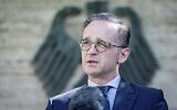Heiko Maas, le ministre allemand des Affaires étrangères parle aux médias au ministère des Affaires étrangères à Berlin en Allemagne le 3 juin 2020. (Crédit : Kay Nietfeld/dpa via AP)