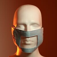 Un masque conçu par l'Association des personnes sourdes d'Israël pour une exposition démarrant le 10 juin 2020 au Musée du design de Holon. (Autorisation : Ran Yehezkel) Un masque conçu par l'Association des personnes sourdes d'Israël pour une exposition démarrant le 10 juin 2020 au Musée du design de Holon. (Autorisation : Ran Yehezkel)