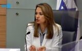 La députée Yifat Shasha-Biton lors d'une réunion de la commission du coronavirus de la Knesset, le 19 juillet 2020. (Capture d'écran : Knesset livestream)