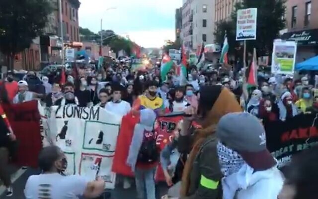 Des manifestants propalestiniens lors des manifestations organisées à l'occasion d'une "Journée de la Colère" à Brooklyn, à New York, le 1er juillet 2020 (Capture d'écran vidéo)