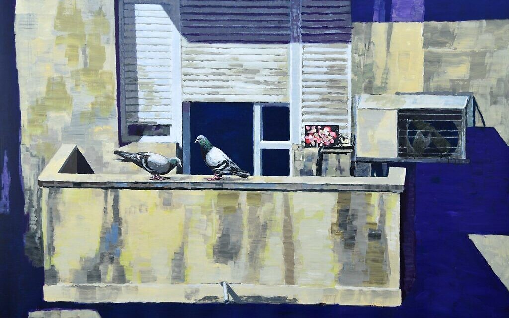 Un dessin de la série "Balcons" exposée du 9 juillet au 1er août 2020 à la Maison des artistes de Tel Aviv (Autorisation : David Gerstein)