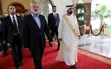 Ismail Haniyeh, haut responsable du Hamas, à Abou Dhabi. (Mohammed Al-Ostaz / Flash90)
