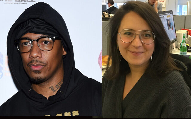 Nick Cannon, à gauche, a évalué le livre sur l'antisémitisme que Bari Weiss, à droite, a publié en 2019. (Amanda Edwards/Getty Images, Josefin Dolsten via JTA)