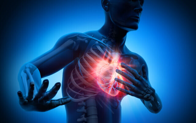 Rendu 3D d'un homme ayant une crise cardiaque. (iStock)