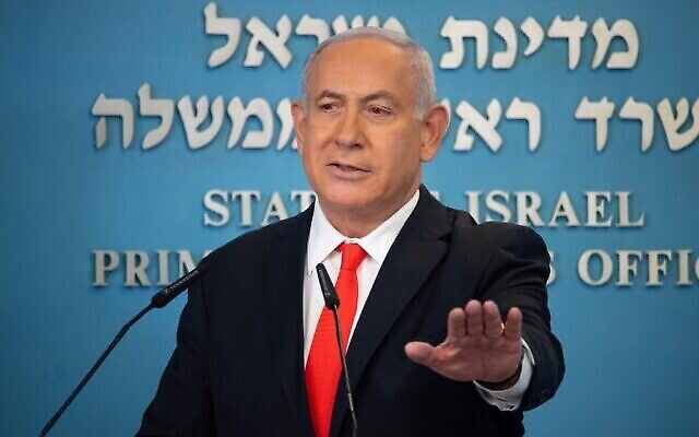 Benjamin Netanyahu annonce un nouveau confinement en raison du coronavirus, le 13 septembre 2020. (Yoav Dudkevitch / POOL / AFP)
