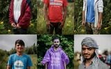Cette mosaïque de portraits créée le 17 septembre 2020 présente des migrants dans un camp de fortune en périphérie de Calais le 15 août 2020.(Crédit : Sameer Al-DOUMY / AFP)