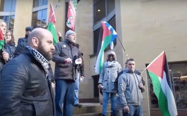Capture d'écran de la vidéo d'un rassemblement de la Campagne de solidarité Ecosse-Palestine. (YouTube) Capture d'écran de la vidéo d'un rassemblement de la Campagne de solidarité Ecosse-Palestine. (YouTube)