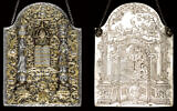 Bouclier décoratif de la Torah en argent signé et daté par Elimelekh Tzoref de Stanislav, 1782. (Crédit : JTA)