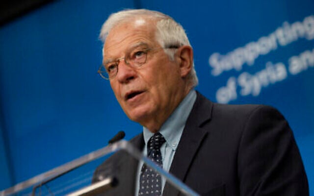 Le chef de la politique étrangère de l'Union européenne, Josep Borrell, s'exprime lors d'une conférence de presse à Bruxelles, le 30 juin 2020. (AP Photo/Virginia Mayo, Pool) Le chef de la politique étrangère de l'Union européenne, Josep Borrell, s'exprime lors d'une conférence de presse à Bruxelles, le 30 juin 2020. (AP Photo/Virginia Mayo, Pool)