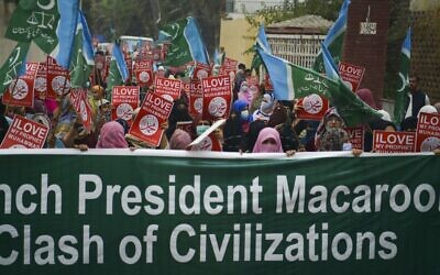 Manifestation anti-France à Rawalpindi ai Pakistan, le 14 novembre 2020. (Crédit : 
Farooq NAEEM / AFP)