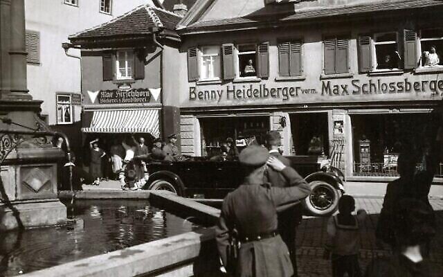Le magasin de Benjamin Heidelberger à Bad Mergentheim, dans le sud de l'Allemagne, photo non datée (Autorisation) Le magasin de Benjamin Heidelberger à Bad Mergentheim, dans le sud de l'Allemagne, photo non datée (Autorisation)