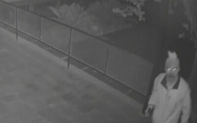 Un cambrioleur du musée du kibboutz HaZorea, dans le nord d'Israël, apparaît sur les images des caméras de surveillance, au mois d'août 2020. (Capture d'écran/Douzième chaîne)