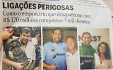 Un article sur Jonas Jaimovick dans "O Globo", l'un des plus grands journaux du Brésil. (WhatsApp via JTA)