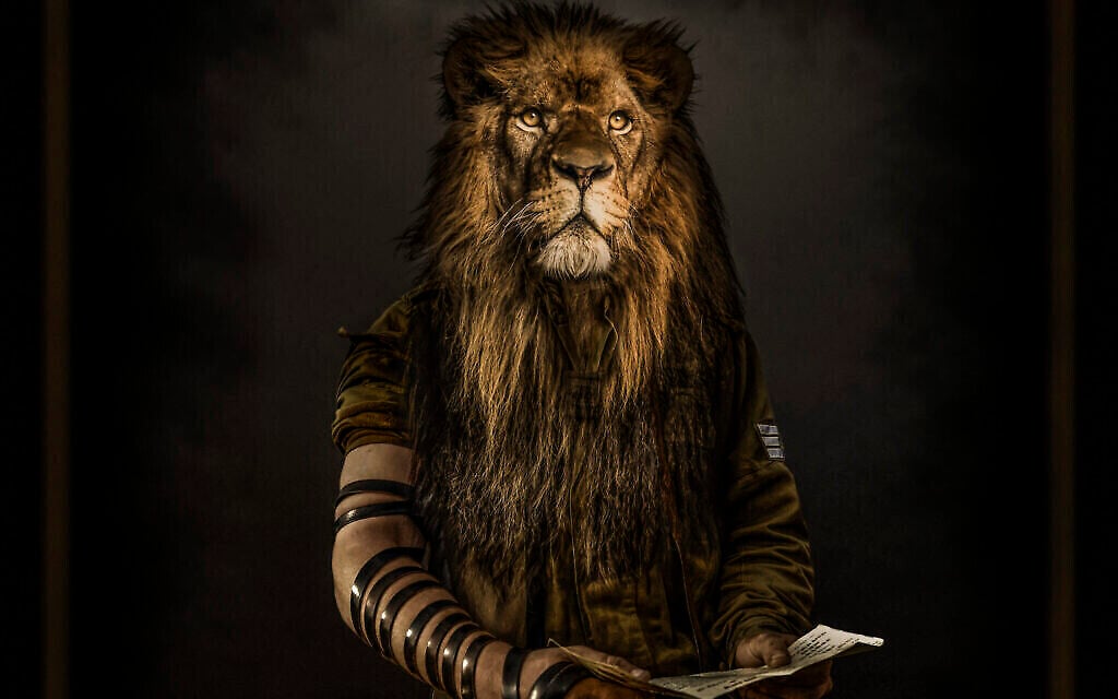 'Le Lion de Sion', créé par Moses Pini Siluk pour remonter le moral aux soldats blessés pendant la dernière guerre contre le Hamas à Gaza. (Crédit : Moses Pini Siluk)
