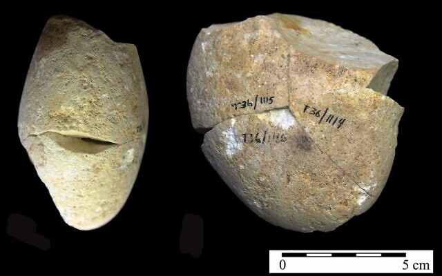 Un outil en pierre utilisé pour l'abrasion, datant d'environ 350 000 ans, a été découvert dans la grotte de Tabun au Mont Carmel. (Université de Haïfa) Un outil en pierre utilisé pour l'abrasion, datant d'environ 350 000 ans, a été découvert dans la grotte de Tabun au Mont Carmel. (Université de Haïfa)