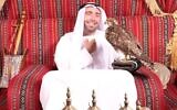 Le chanteur israélien Omer Adam pose pour une photo avec un faucon aux Emirats arabes unis. (Crédit : Instagram)