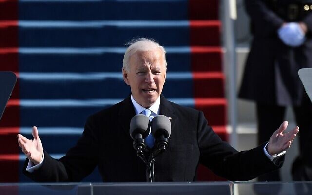 Le président américain Joe Biden lors de son discours d'investiture le 20 janvier 2021 au Capitole à Washington. (Andrew Caballero-Reynolds / AFP) Le président américain Joe Biden lors de son discours d'investiture le 20 janvier 2021 au Capitole à Washington. (Andrew Caballero-Reynolds / AFP)
