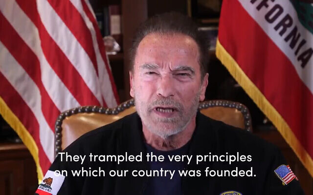 Capture d'écran de la vidéo de la star de cinéma et ancien gouverneur républicain de Californie, Arnold Schwarzenegger. (Twitter) Capture d'écran de la vidéo de la star de cinéma et ancien gouverneur républicain de Californie, Arnold Schwarzenegger. (Twitter)