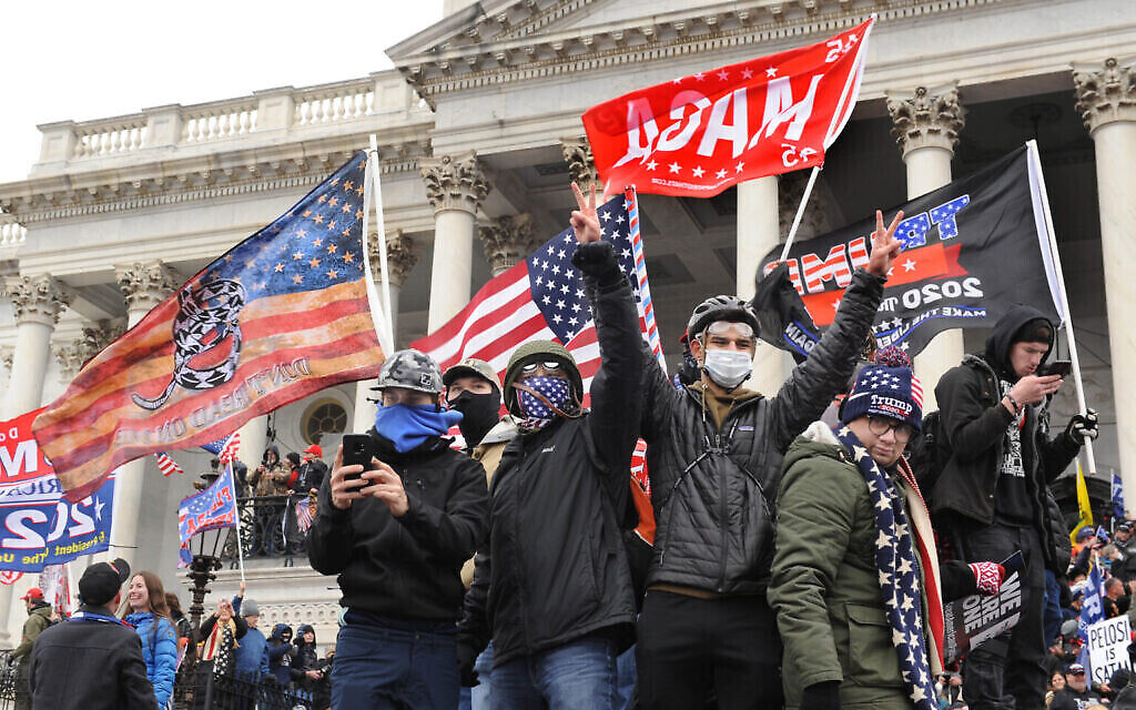Le rassemblement pro-Trump au Capitole américain, Washington, D.C., le 6 janvier 2021. (Lloyd Wolf via JTA)