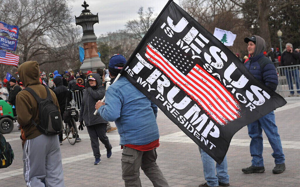 Le rassemblement pro-Trump au Capitole américain, Washington, D.C., le 6 janvier 2021. (Lloyd Wolf via JTA)