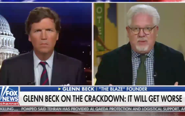Glenn Beck apparaît dans l'émission de Tucker Carlson sur Fox News le 12 janvier 2021. (Capture d'écran via JTA) Glenn Beck apparaît dans l'émission de Tucker Carlson sur Fox News le 12 janvier 2021. (Capture d'écran via JTA)