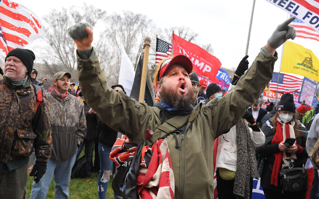 Le rassemblement pro-Trump au Capitole américain, Washington, D.C., le 6 janvier 2021. (Lloyd Wolf via JTA)