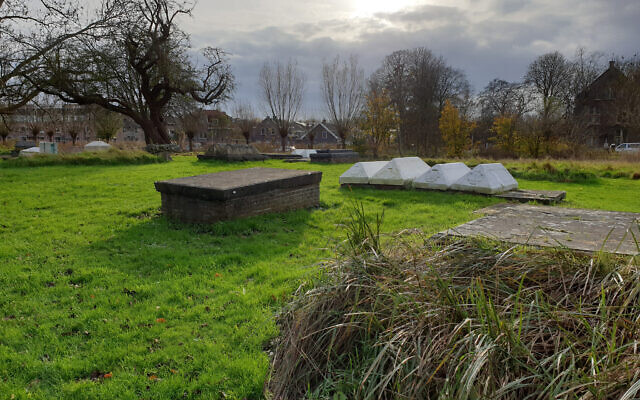 Le cimetière juif d'Ouderkerk aan de Amstel aux Pays-Bas, le 20 novembre 2020. (Crédit : Cnaan Liphshiz/ JTA) Le cimetière juif d'Ouderkerk aan de Amstel aux Pays-Bas, le 20 novembre 2020. (Crédit : Cnaan Liphshiz/ JTA)