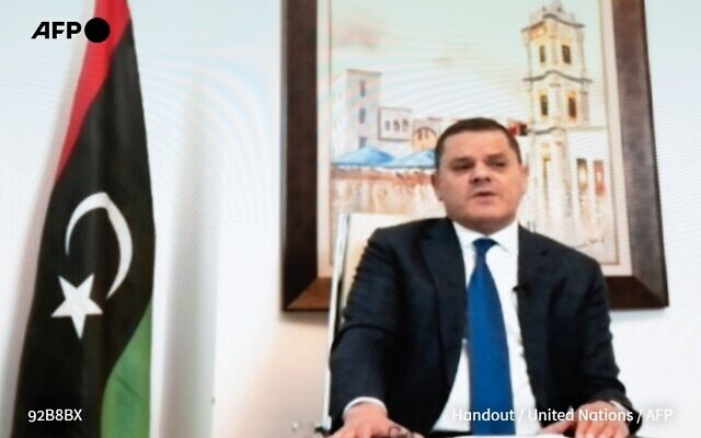Le nouveau Premier ministre libyen 
Abdel Hamid Dbeibah. (Crédit : AFP via Twitter)
