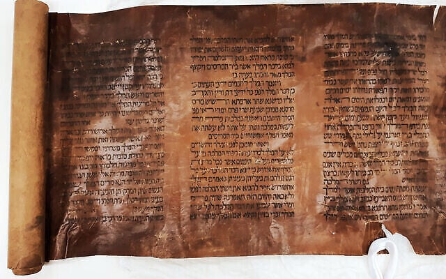 Le rouleau du livre d'Esther du 15è siècle qui a été donné à la Bibliothèque nationale. (Autorisation : Bibliothèque nationale d'Israël)
