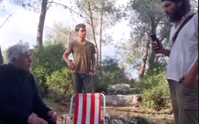 Des Israéliens harcèlent une famille palestinienne lors d'un pique-nique devant le village de Jibya en Cisjordanie le 6 février 2020. (Capture d'écran/YouTube)