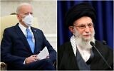 Le président américain Joe Biden (à gauche) et le guide suprême iranien Ali Khamenei. (Crédit : Collage, AP)