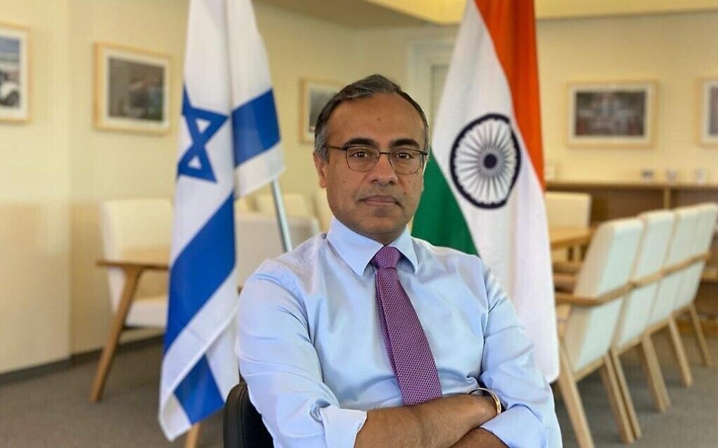 L'ambassadeur indien en Israël Sanjeev Singla, en février 2021. (Crédit : Ambassade d'Inde)