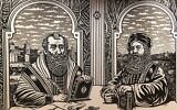 Le portrait réalisé par le graffeur israélien Nir Peled du Baal Shem Tov et du Gaon de Vilna au nouveau musée ANU du peuple juif, qui a ouvert le 10 mars 2021. (Crédit : Jessica Steinberg/Times of Israel)