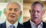 Le Premier ministre Benjamin Netanyahu, à gauche, et Benny Gantz. (Crédit : Yonatan Sindel, David Cohen / Flash90)