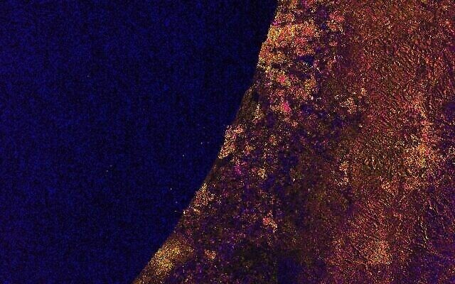 Image satellite d'Israël et de la côte sud de la Méditerranée de Gaza prise par le satellite Sentinel One de l'UE le 12 février 2021. (Capture d'écran)