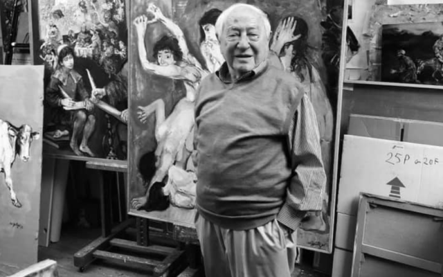 Walter Spitzer dans son atelier parisien. (Crédit : Famille Spitzer)
