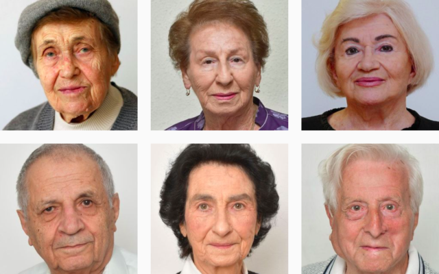 De gauche à droite, de haut en bas : Manya Bigunov, Sara Fishman, Halina Friedman, Yossi Chen, Zehava Gealel, Shmuel Naar : les six survivants de la Shoah qui allumeront une torche au mémorial de Yad Vashem, à Jérusalem, le 7 avril 2021, lors de Yom HaShoah. (Crédit : Yad Vashem / Capture d’écran Instagram)