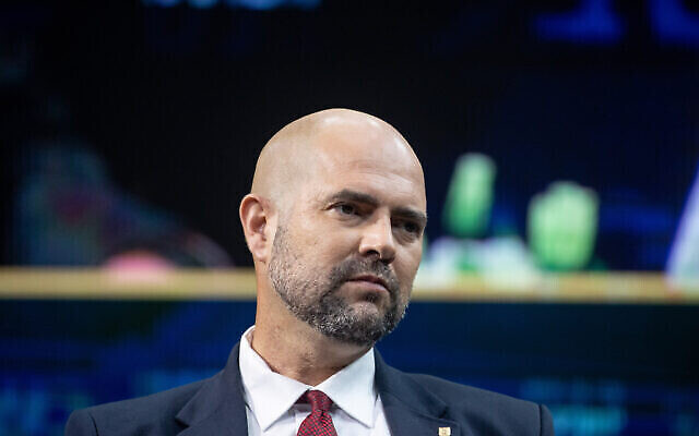 Le ministre de la Sécurité publique Amir Ohana lors de la conférence annuelle de Jérusalem du groupe 'Besheva' à Jérusalem, le 15 mars 2021. (Yonatan Sindel/Flash90) Le ministre de la Sécurité publique Amir Ohana lors de la conférence annuelle de Jérusalem du groupe 'Besheva' à Jérusalem, le 15 mars 2021. (Yonatan Sindel/Flash90)