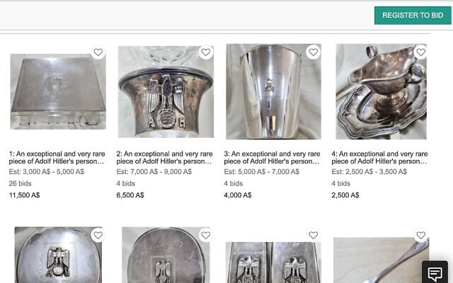 Des objets qui auraient appartenu au leader nazi Adolf Hitler mis en vente aux enchères en Australie par JB Military Antiquities. (Capture d'écran) Des objets qui auraient appartenu au leader nazi Adolf Hitler mis en vente aux enchères en Australie par JB Military Antiquities. (Capture d'écran)