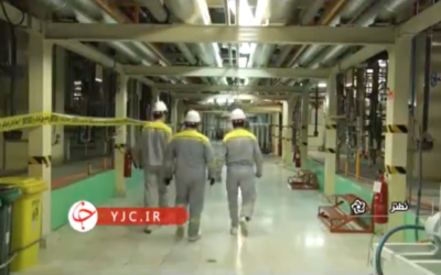 Des images de l'installation nucléaire de Natanz diffusées par la télévision d'État iranienne, le 17 avril 2021. (Capture d'écran/Twitter)