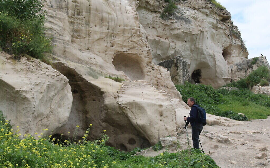 Les falaises blanches sous le site de la Blanche Garde à Tel Tzafit. (Shmuel Bar-Am)